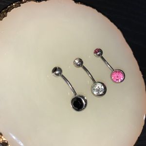 3 stainless steel belly button rings